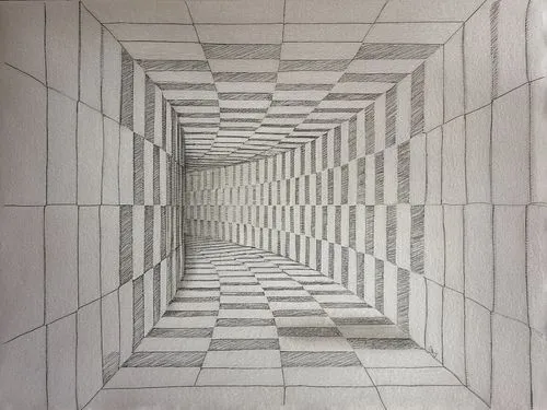 escher,corridor,hejduk,centrosymmetric,passage,wall tunnel,optical illusion,tunnel,the center of symmetry,geometrical,corridors,vertigo,checkered floor,antechamber,supersymmetric,labyrinths,geometria,perspectivism,polygonal,square pattern,Design Sketch,Design Sketch,Pencil