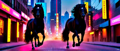 two-horses,horses,colorful horse,equines,neon arrows,neon candies,neon lights,man and horses,bay horses,horse riders,arabian horses,wild horses,neon light,neon cocktails,horsemen,neon ghosts,cowboy silhouettes,black horse,riderless,horse horses,Conceptual Art,Sci-Fi,Sci-Fi 26