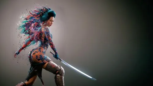 neon body painting,bodypainting,warrior woman,body painting,female warrior,bjork,bodypaint,body art,swordswoman,fantasy warrior,katana,photoshop manipulation,digiart,mulan,photomanipulation,digital compositing,3d fantasy,fantasy woman,fantasy art,photo manipulation