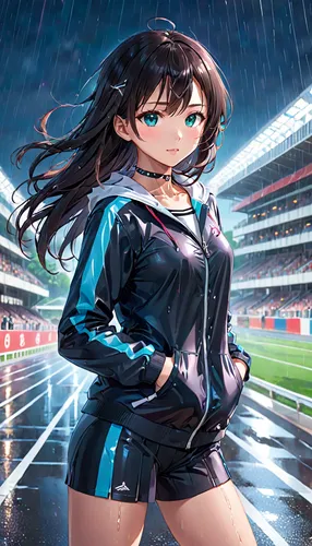 sports girl,in the rain,sports game,rain field,rainy,monsoon banner,rain,rain suit,light rain,walking in the rain,heavy rain,raining,stadium falcon,rain shower,rainstorm,football player,honmei choco,background images,precipitation,mikuru asahina,Anime,Anime,Realistic