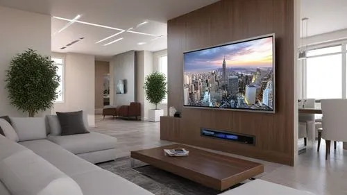 the television on a tall stand is in front of the couch,living room modern tv,modern living room,modern decor,contemporary decor,modern room,tv cabinet