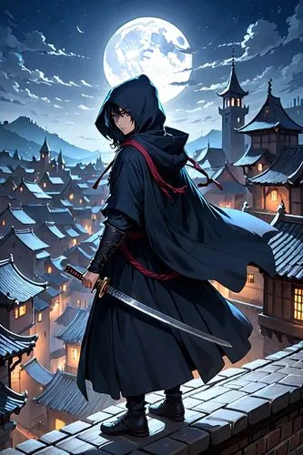 game illustration,swordsman,rem in arabian nights,night watch,shinigami,cartoon ninja,meteora,the pied piper of hamelin,fantasy picture,grimm reaper,the wanderer,guilinggao,tsukemono,xing yi quan,assassin,hamelin,background images,hooded man,anime japanese clothing,background image,Anime,Anime,General