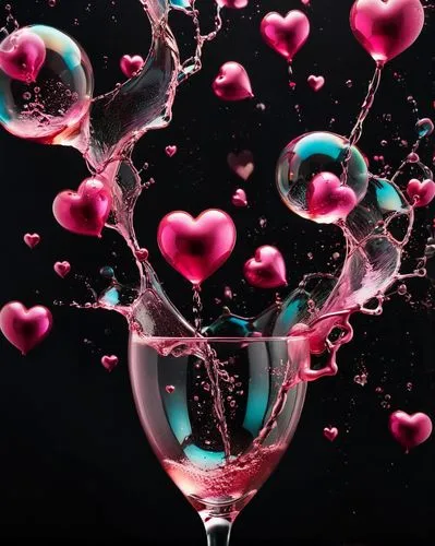 splash photography,watery heart,drop of wine,bubbly wine,pink wine,soap bubbles,Photography,Artistic Photography,Artistic Photography 05