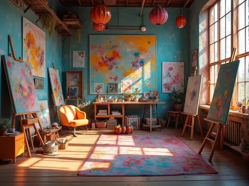 classroom,atelier,children's room,art academy,kids room,the little girl's room,children's interior,schoolroom,playing room,study room,fabric painting,in a studio,studio light,playroom,nursery,flower painting,overpainting,painter,art painting,workrooms,Photography,General,Realistic