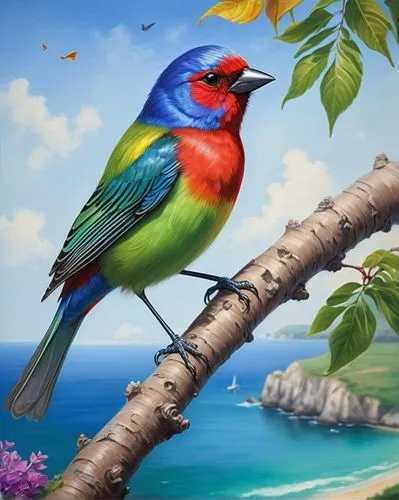 bird painting,flower and bird illustration,tropical bird,tropical bird climber,colorful birds,bird illustration,Illustration,Realistic Fantasy,Realistic Fantasy 19