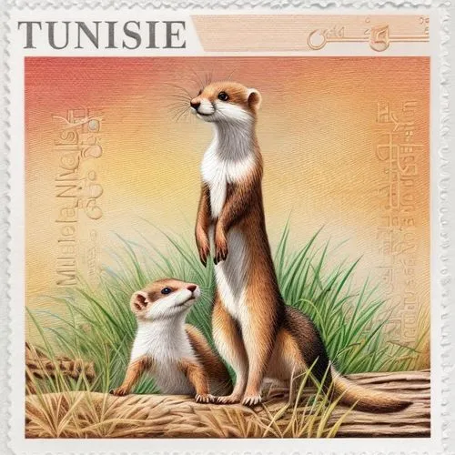 mustelidae,mustelids,postage stamp,treeshrews,postage stamps,timbres,dotterels,stoats,abyssinians,duiker island,stamp collection,weasels,stamps,muntjac,female hares,vulpes vulpes,meerkats,philately,tristis,pair of ungulates,Common,Common,Natural