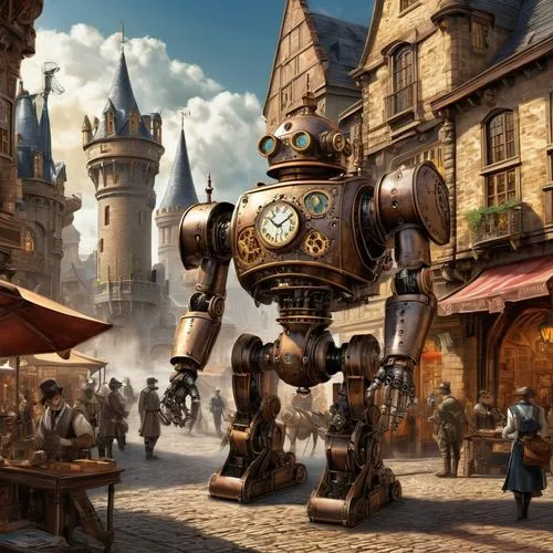 steampunk,hogsmeade,fantasy city,knight village,robnik,imagineers,golem,artificer,bioshock,automatons,imagineering,3d fantasy,motograter,sci fiction illustration,discworld,guardsmark,imagineer,fantasyland,cogsworth,storyland,Conceptual Art,Fantasy,Fantasy 25