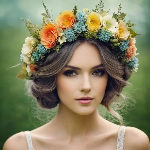 floral wreath,flower crown,spring crown,blooming wreath,girl in a wreath,beautiful girl with flowers,flower wreath,flower crown of christ,laurel wreath,flower hat,wreath of flowers,headpiece,rose wreath,headdress,summer crown,floral silhouette wreath,flower garland,beautiful bonnet,princess crown,vintage flowers,Illustration,Realistic Fantasy,Realistic Fantasy 15