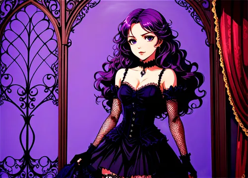 gothic dress,dark purple,purple frame,dressup,rich purple,gothic style,violaceous,florina,veil purple,purple lilac,violette,purple dress,gothic,sumire,damask background,purple wallpaper,victorian style,noblewoman,operetta,background ivy,Illustration,Japanese style,Japanese Style 03