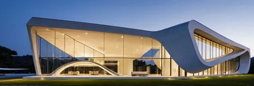 the public building enterance and only left have two store,,a modern structure at night in front of a building,christ chapel,utzon,libeskind,philharmonie,auditorio,koolhaas,Photography,General,Realist