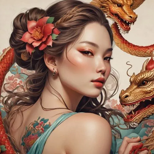 oriental princess,fantasy portrait,oriental painting,oriental girl,kommuna,fantasy art,Photography,General,Cinematic