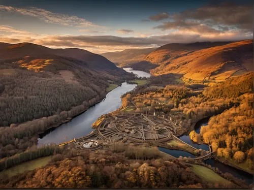 trossachs national park - dunblane,glendalough,upper derwent valley,scottish highlands,scotland,glenclova,aberdeenshire,ladybower reservoir,loch drunkie,glencoe,northern ireland,wicklow,north of scotland,eilean donan,lake district,aerial photography,wales,bacharach,highlands,eilean donan castle,Illustration,Realistic Fantasy,Realistic Fantasy 13