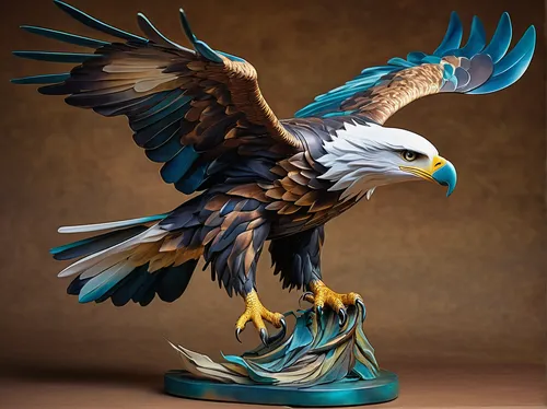 Create a serene sculpture of a majestic eagle in flight.,eagle,sea head eagle,raven sculpture,african eagle,african fishing eagle,mongolian eagle,american bald eagle,eagle eastern,of prey eagle,eagle 