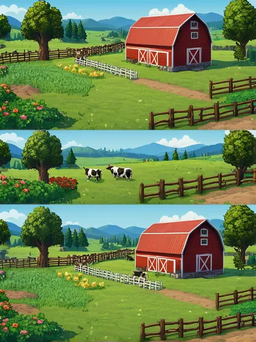 background vector,farm background,cartoon video game background,backgrounds,farms,backgrounds texture,cows,red barn,farm animals,farm pack,dairy cows,landscape background,houses clipart,barns,farm landscape,pony farm,farmstead,hay farm,farm,fields,Illustration,Children,Children 04