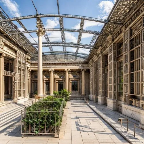 louvre,marble palace,versailles,orangery,bordeaux,colonnade,conservatory,villa cortine palace,the garden society of gothenburg,neoclassical,pergola,louvre museum,inside courtyard,tuileries garden,courtyard,garden of plants,the old botanical garden,classical architecture,winter garden,galleriinae,Architecture,Commercial Building,Classic,Greece Classical