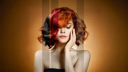 a woman with red hair has her hand to her face,rousse,anchoress,red head,goldfrapp,ceremonials,image manipulation