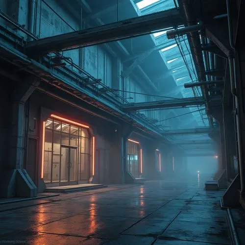 empty factory,warehouse,industrial hall,warehouses,abandoned factory,environments,industrial,factory hall,alleyway,atmospheres,arktika,fabrik,cold room,bladerunner,penumbra,industrial ruin,atmosfera,mist,vapor,warehousing,Photography,General,Realistic