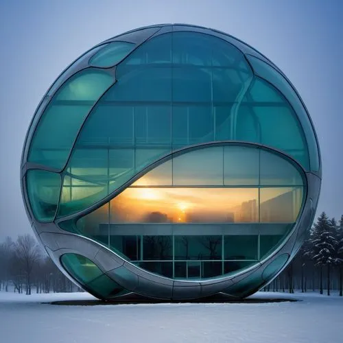 glass sphere,glass building,futuristic architecture,futuristic art museum,glass ball,glass facade,mirror house,frozen bubble,snow globe,cubic house,ball cube,solar cell base,snowhotel,structural glass