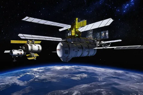 Rendering of Aurora Station with additional capsules docked. (Courtesy Orion Span),deep-submergence rescue vehicle,earth station,satellite express,iss,constellation centaur,space station,international