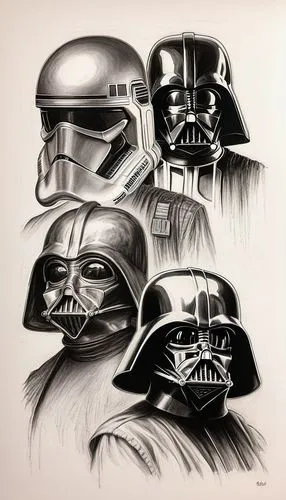 stormtroopers,helmets,the emperor's mustache,troopers,trooping,storm troops,Illustration,Black and White,Black and White 35