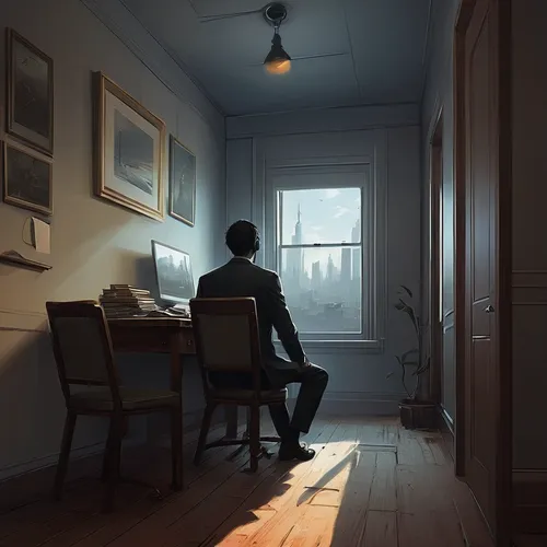 evening atmosphere,the evening light,morning light,atmosphere,staying indoors,atmospheric,evening light,waiting room,game illustration,empty room,late afternoon,house silhouette,one room,study,cold room,hours of light,playing room,an apartment,loneliness,apartment,Conceptual Art,Sci-Fi,Sci-Fi 07