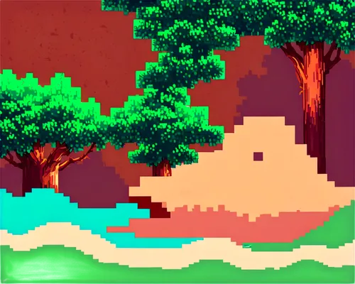 swampy landscape,pixeljunk,forests,small landscape,mushroom landscape,the forests,cartoon forest,pixel art,forest background,tree grove,an island far away landscape,retro background,pitfall,mushroom island,cartoon video game background,swamps,forest,wooded,earthbound,backgrounds,Unique,Pixel,Pixel 01