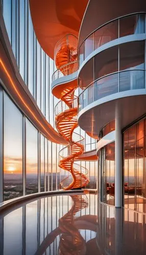 spiral staircase,futuristic architecture,skywalks,the observation deck,penthouses,observation deck,spiral stairs,modern architecture,balconies,futuristic art museum,skywalk,winding staircase,spiralling,blavatnik,escala,winding steps,skybridge,balconied,spiral,observation tower,Photography,Documentary Photography,Documentary Photography 33