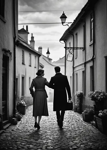 Compose a romantic tale set in a small town featuring Alexander Dobrev's journey to find love.,vintage man and woman,vintage couple silhouette,vintage boy and girl,old couple,beamish,man and woman,man