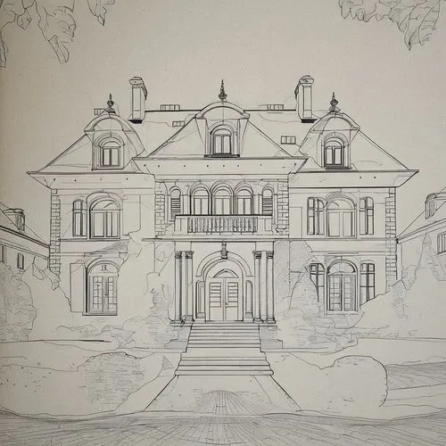 house drawing,villa balbianello,hand-drawn illustration,mansion,house with lake,villa,garden elevation,witch's house,line drawing,vintage drawing,house hevelius,sheet drawing,pencils,private house,blueprint,large home,chateau,country house,victorian house,stately home,Design Sketch,Design Sketch,Blueprint