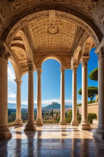 assisi,peristyle,celsus library,fiesole,colonnades,villa cortine palace,montecassino,crillon,orvieto,colonnade,loggia,sicily,gennadius,sicilia,celsus,three pillars,doric columns,pillars,marble palace,bramante,Illustration,Children,Children 05