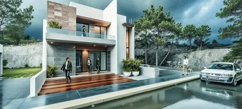 3d rendering,landscape design sydney,modern house,house with lake,residential house,house by the water,Photography,General,Realistic