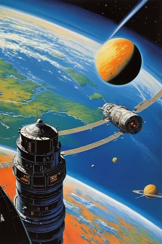 spacecraft,space ships,space tourism,space port,orbiting,sci fiction illustration,space art,federation,satellite express,space craft,space voyage,sci fi,space probe,pioneer 10,futuristic landscape,sci - fi,sci-fi,science fiction,earth station,space travel,Conceptual Art,Sci-Fi,Sci-Fi 20