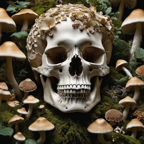 skull sculpture,medicinal mushroom,agaric,agaricaceae,fungi,shaggy mane,forest mushroom,forest mushrooms,mushrooms,mushroom landscape,poisonous,mushrooming,skull bones,skull statue,agaricus,edible mushrooms,cubensis,fungal science,skulls and,skull with crown