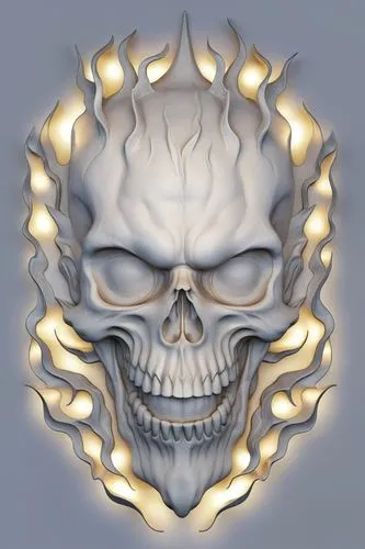 bas relief sculpture,a skull with a glowing head and lights around it,light mask,skull mask,boho skull,wreath vector,skull sculpture,skulls,Photography,General,Realistic