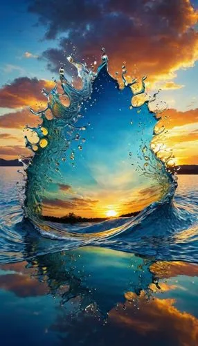 sea water splash,water splash,watery heart,fractals art,water waves,splash photography,Art,Classical Oil Painting,Classical Oil Painting 08