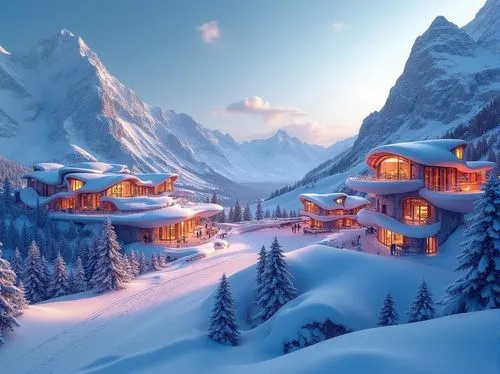 alpine village,mountain huts,winter village,mountain hut,santa's village,mountain village,mountain settlement,christmas landscape,ski resort,house in mountains,winter house,christmas snowy background,house in the mountains,alagna,chalets,snowhotel,winter background,snow landscape,courchevel,snowville,Photography,General,Realistic