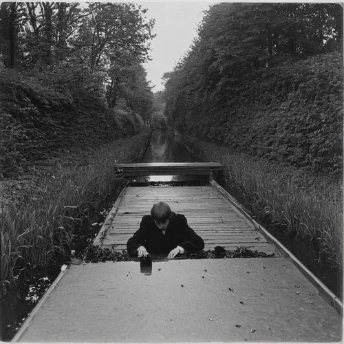 random image ,a person writing on the ground next to some bushes,tarkovsky,coxhill,bourdin,jandek,gedney,voormann,Photography,Black and white photography,Black and White Photography 03