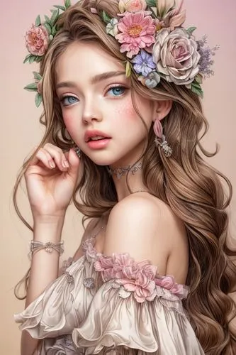  miss hottie, adorable fantasy, very cute, sweet beautiful young woman, full body,, --ar 2:3,flower fairy,girl in flowers,beautiful girl with flowers,floral wreath,fantasy portrait,floral background,v