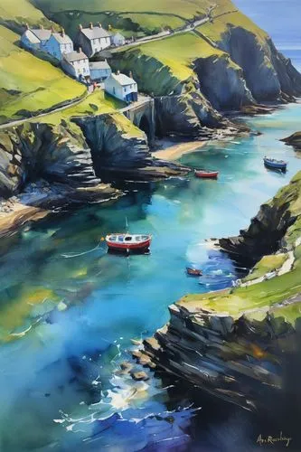 solva,boscastle,inishbofin,nefyn,polperro,perranporth,Illustration,Paper based,Paper Based 11