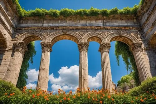 roman columns,temple of diana,colonnades,greek temple,pillars,doric columns,jerash,columns,celsus library,roman temple,peristyle,volubilis,pula,colonnade,colonnaded,columned,roman ruins,jardiniere,pergola,taormina,Art,Classical Oil Painting,Classical Oil Painting 39