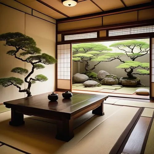 japanese-style room,japanese zen garden,ryokan,zen garden,tea ceremony,ryokans,tatami,japanese art,bonsai,bonsai tree,dojo,japanese garden ornament,chanoyu,teahouse,the japanese tree,tea zen,japanese tea,japanese background,japanese garden,japan garden,Illustration,Abstract Fantasy,Abstract Fantasy 16