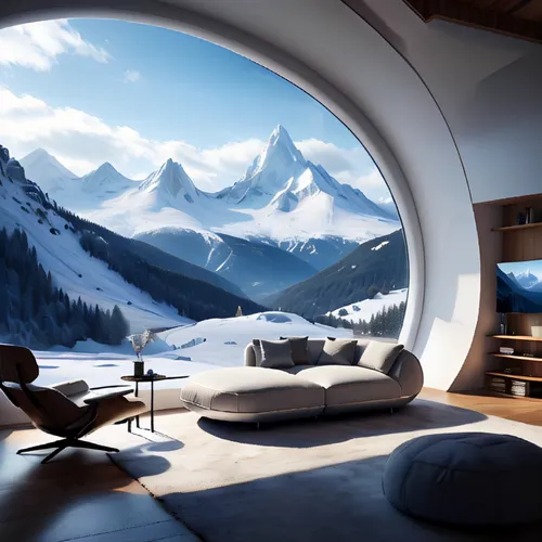 igloo,snowhotel,alpine style,snow shelter,the cabin in the mountains,snow house,futuristic landscape,great room,sky apartment,livingroom,snowed in,house in the mountains,alpine hut,interior design,mountain huts,ice hotel,house in mountains,modern living room,ski resort,living room