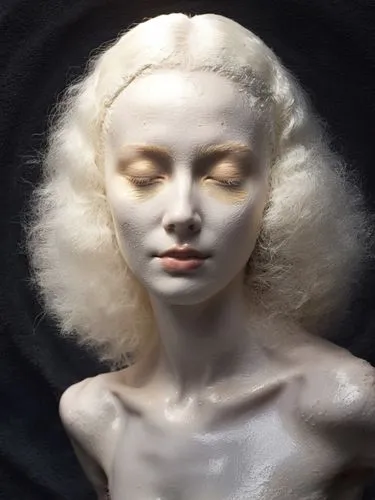 at random,artist's mannequin,white lady,articulated manikin,doll's facial features,a wax dummy,albino,doll's head,sedna,waxwork,woman sculpture,sculpting,huyghe,porcelain dolls,deformations,sculpt,fem