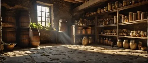 apothecary,potions,candlemaker,pantry,alchemy,pharmacy,cosmetics counter,ancient house,cosmetics,storage-jar,cellar,reagents,homeopathically,wine cellar,soap shop,pottery,brandy shop,victorian kitchen,medicinal materials,amphora