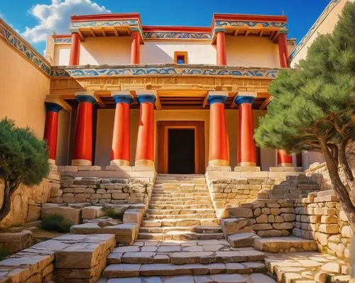 palace of knossos,knossos,greek temple,minoan,drepung,jingshan,gompa,buddhist temple,mitla,minoans,asian architecture,zappeion,gonxha,shijingshan,house with caryatids,ancient house,stone palace,summer palace,ancient buildings,vihara,Art,Artistic Painting,Artistic Painting 21