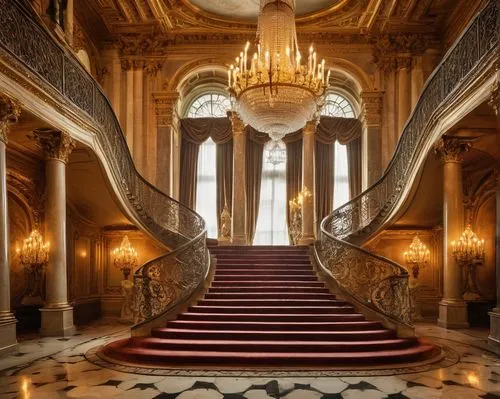 crown palace,royal interior,ritzau,europe palace,entrance hall,foyer,staircase,versailles,château de chambord,dolmabahce,villa cortine palace,enfilade,marble palace,palladianism,ornate,the royal palace,llotja,emirates palace hotel,ornate room,grandeur,Illustration,Realistic Fantasy,Realistic Fantasy 40