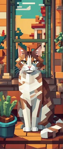 calico cat,calico,cat vector,cartoon cat,game illustration,street cat,cat frame,cat resting,shelter cat,chinese pastoral cat,stray cat,cat's cafe,cat sparrow,game art,pixel,domestic cat,cute cat,low-poly,low poly,drawing cat,Unique,Pixel,Pixel 03