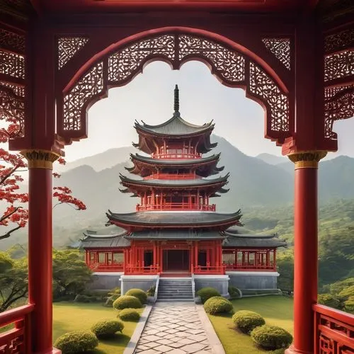 asian architecture,hall of supreme harmony,the golden pavilion,golden pavilion,wudang,jingshan,shuozhou,buddhist temple,tianxia,hengdian,dazhong,qingcheng,drum tower,xiangshan,pagodas,hanging temple,xingshan,taoist,taoism,hanzhong,Illustration,Black and White,Black and White 32