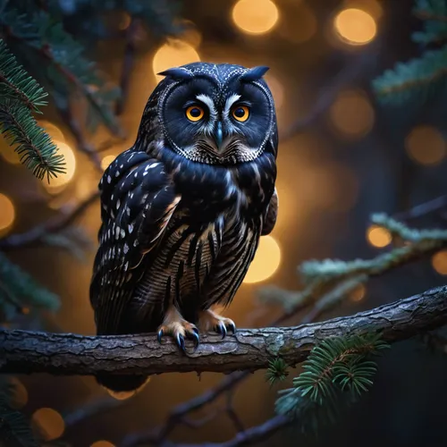 A black owl on a tree branch after midnight,christmas owl,lapland owl,spotted wood owl,great gray owl,siberian owl,owl nature,spotted-brown wood owl,great grey owl,great grey owl-malaienkauz mongrel,o