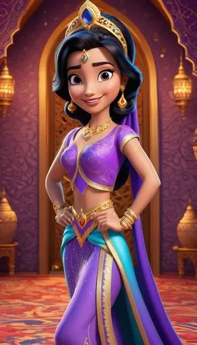 aladha,jasmine,aladin,tiana,princess sofia,aladdin,arabian,disney character,rapunzel,princess anna,radha,cleopatra,mulan,jasmine blue,maya,jasmine blossom,dulzaina,sultana,boast,jaya,Unique,3D,3D Character